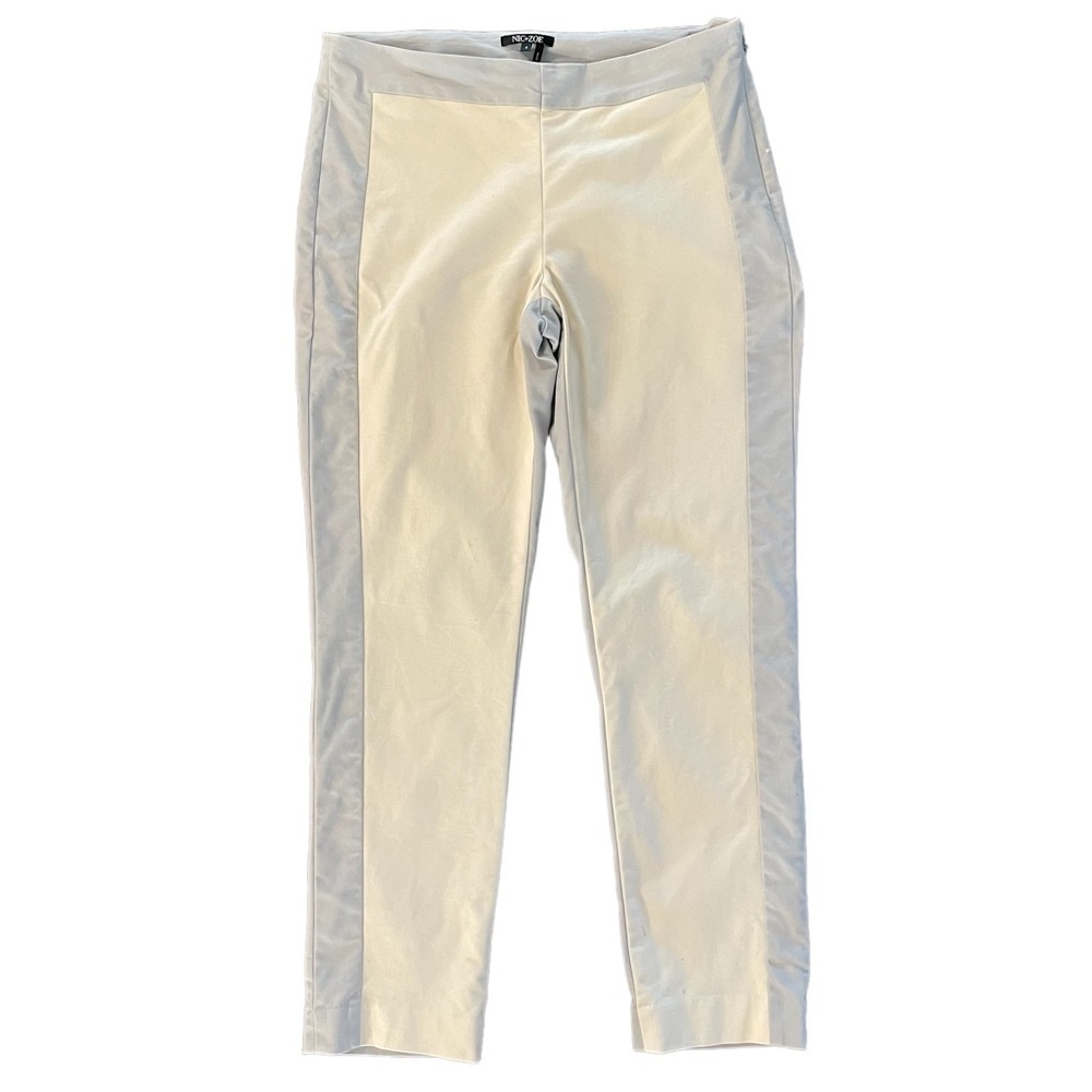 Nic + Zoe Wonderstretch Ankle Pants, Gray & Cream, Size 6